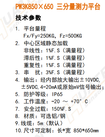 PW3K850×650三分量測力平臺